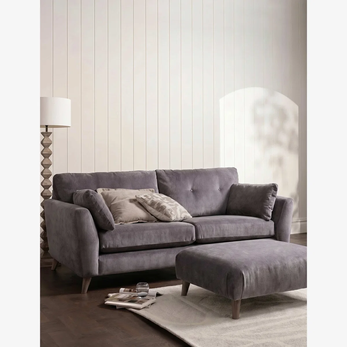BARKER AND STONEHOUSE Ellis Footstool Charcoal – image 1