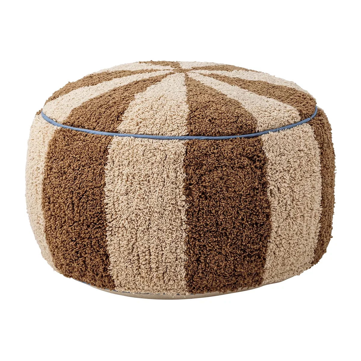 Bloomingville Charoline pouf Ø44 cm Brown-white-blue – image 1