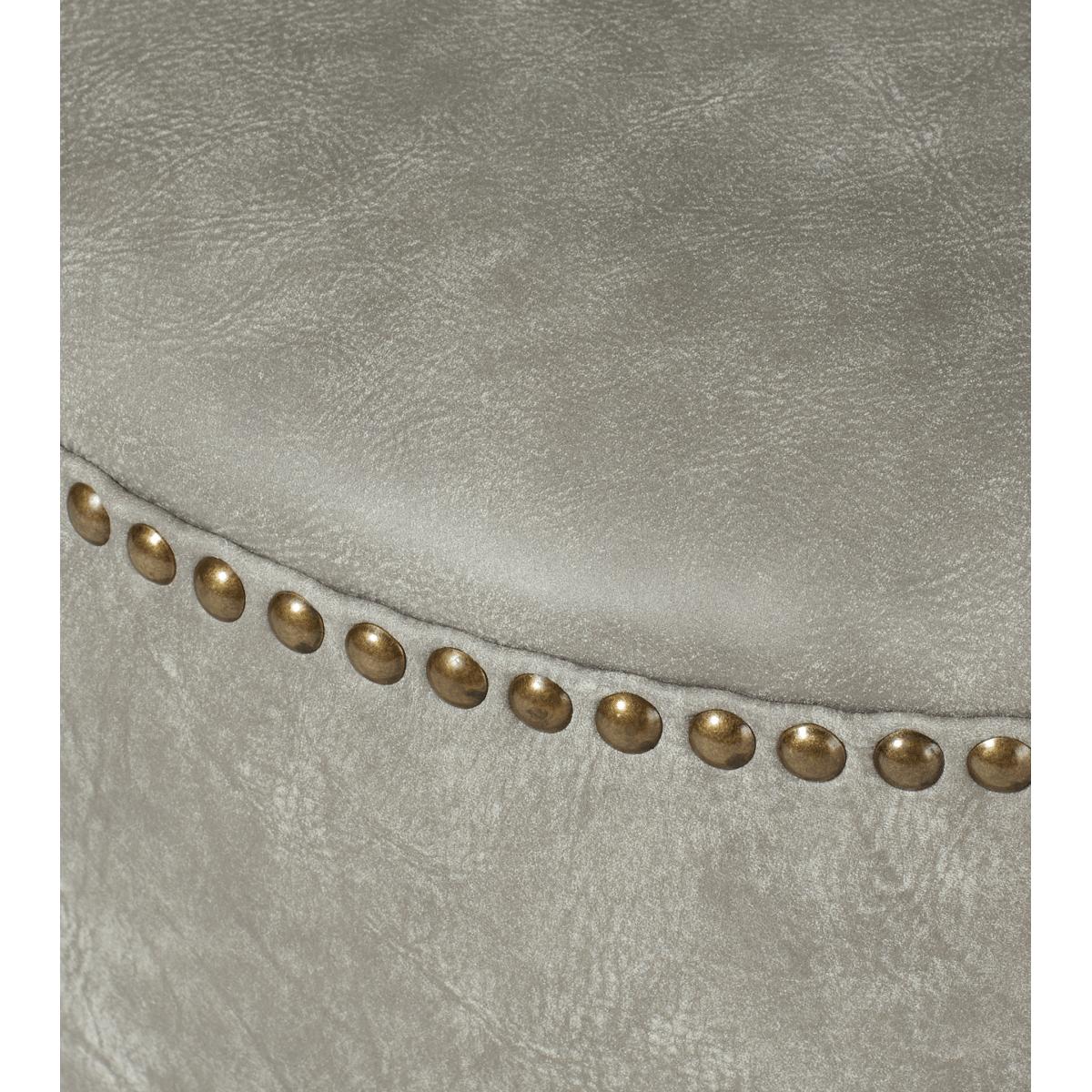OKA, Costellini Leather Ottoman - Ash Grey, Ottomans, Leather, Plain – image 4