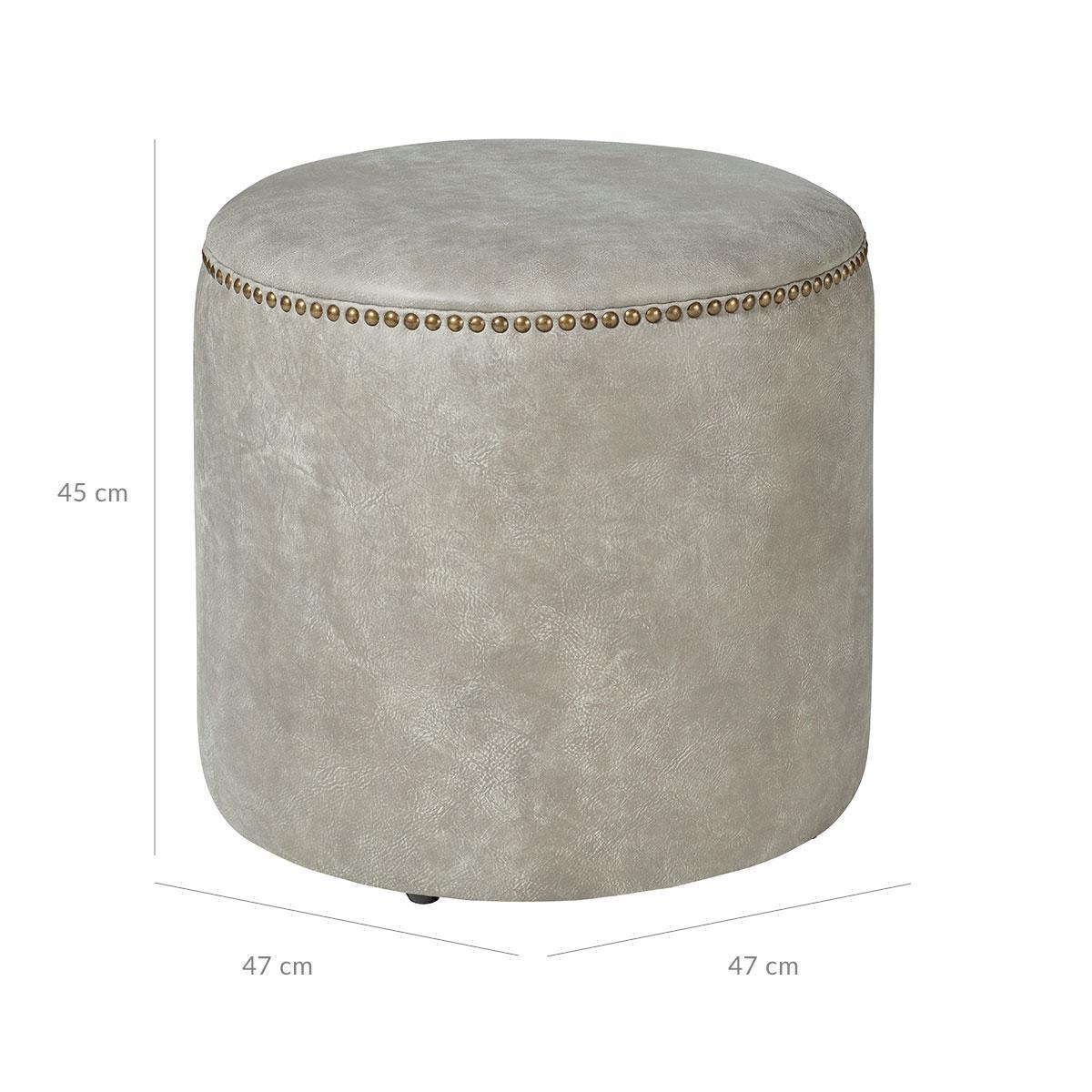 OKA, Costellini Leather Ottoman - Ash Grey, Ottomans, Leather, Plain – image 5