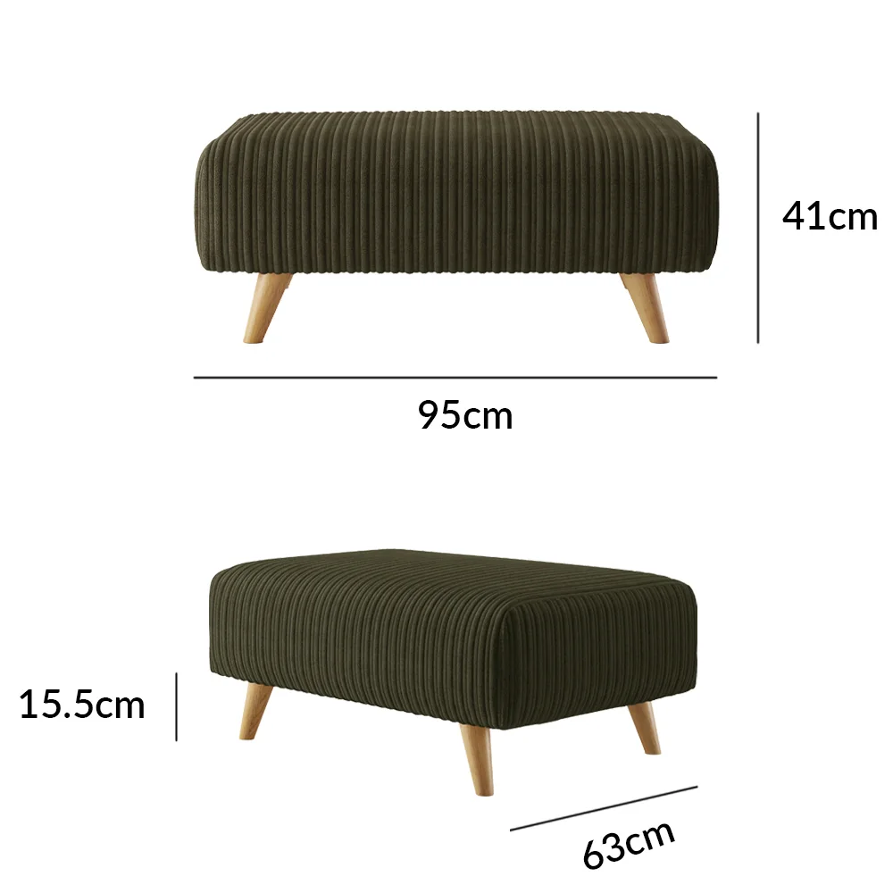 Milan Moss Green Fabric Footstool – image 9