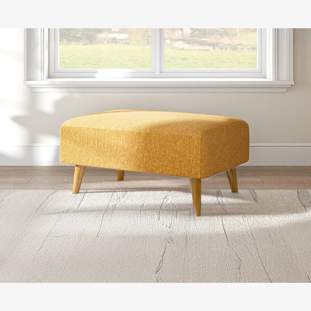 Jasper Ochre Chenille Fabric Footstool