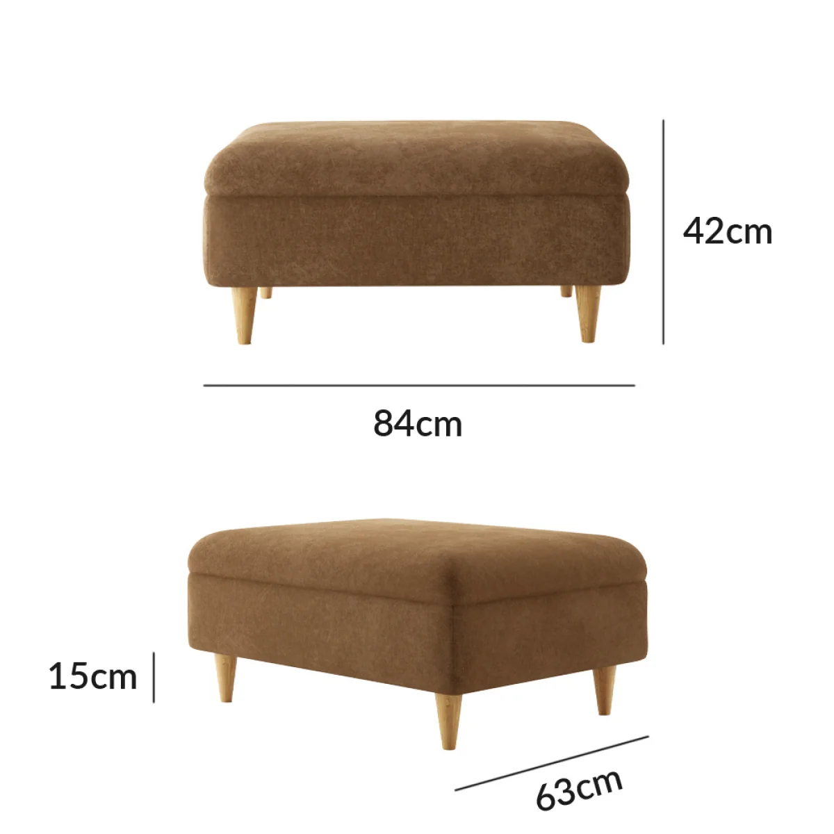 Capri Almond Fine Chenille Fabric Footstool – image 9
