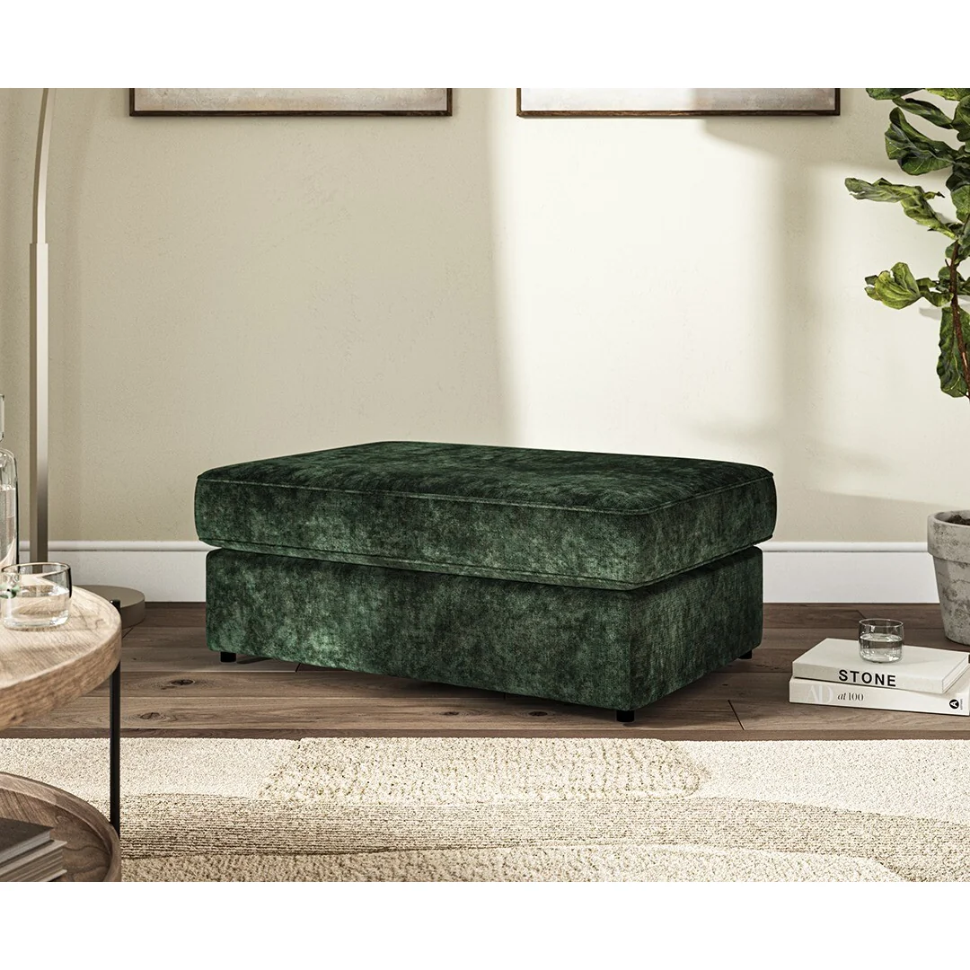 Naples Emerald Velvet Footstool – image 2