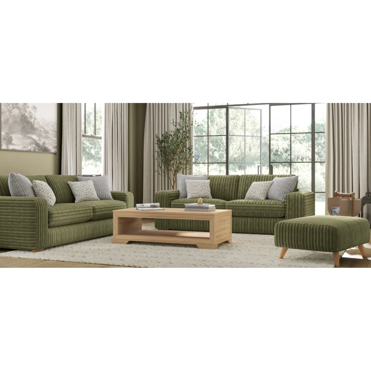 Milan Fern Green Fabric Footstool – image 7