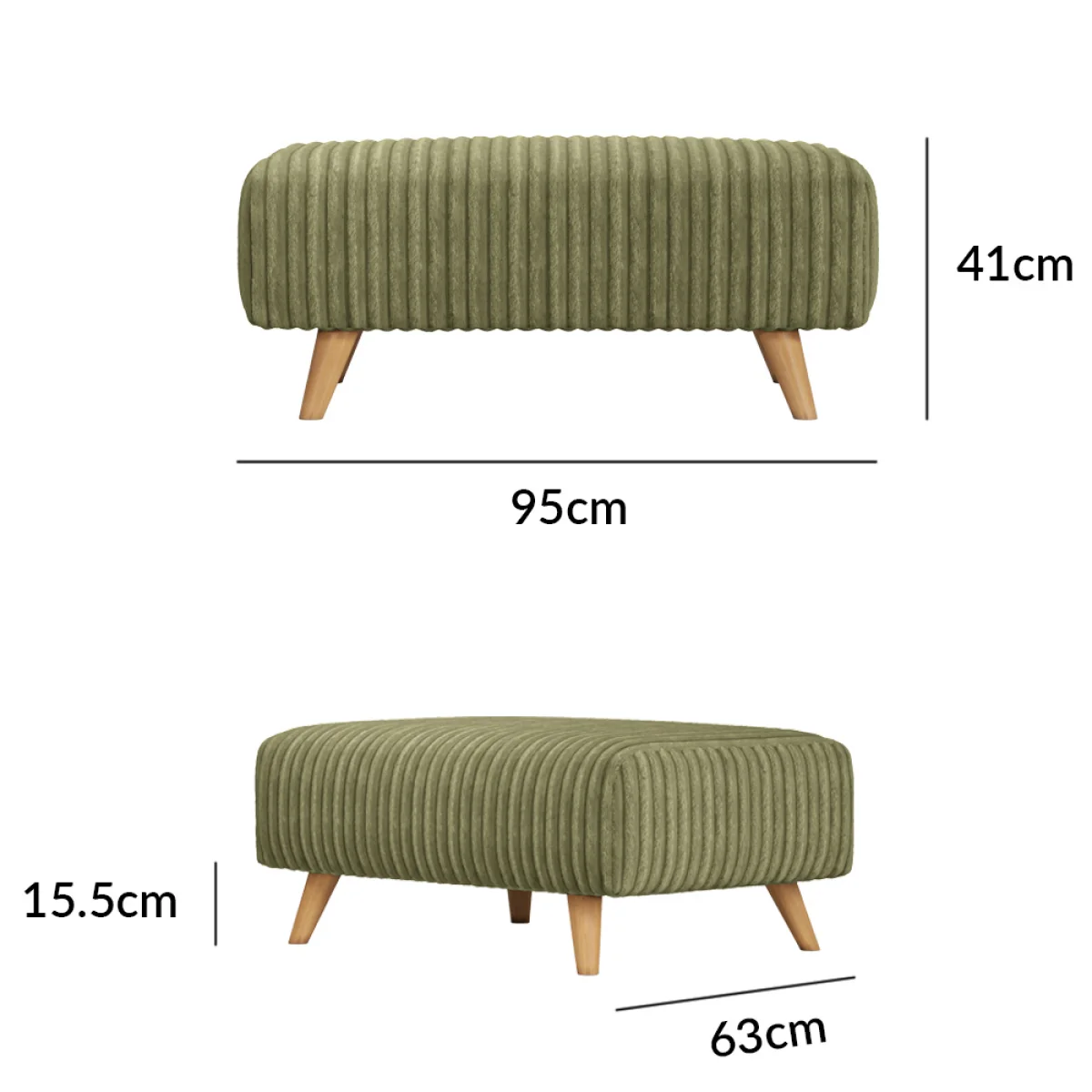 Milan Fern Green Fabric Footstool – image 10