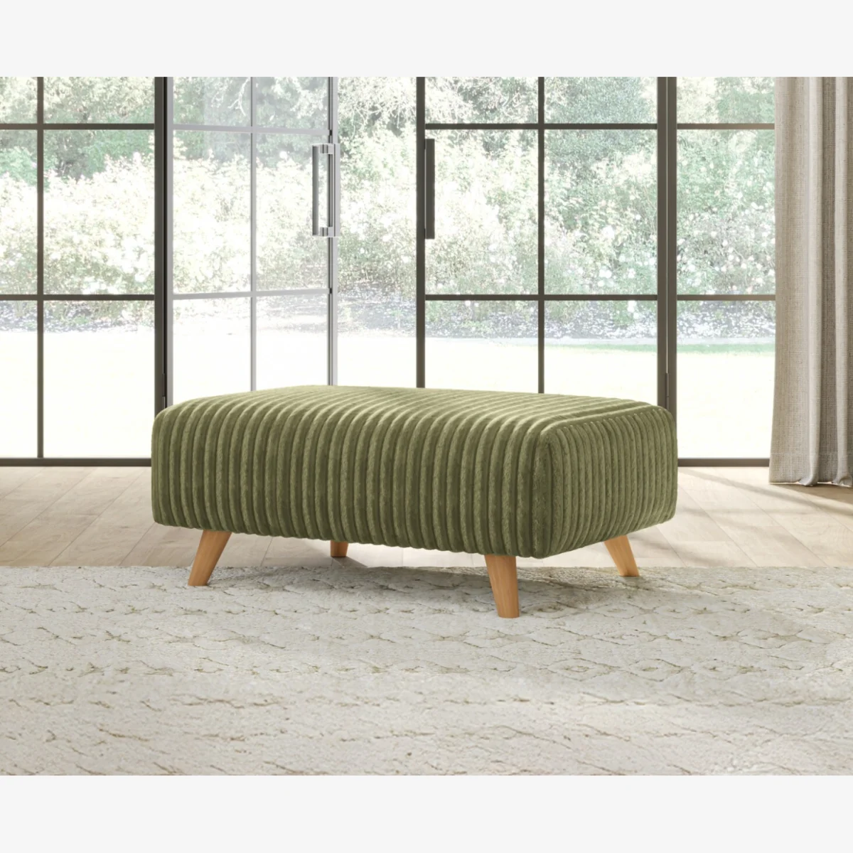Milan Fern Green Fabric Footstool – image 1