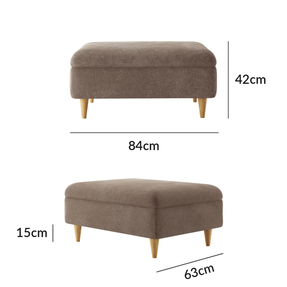 Capri Latte Chenille Fabric Footstool – image 9