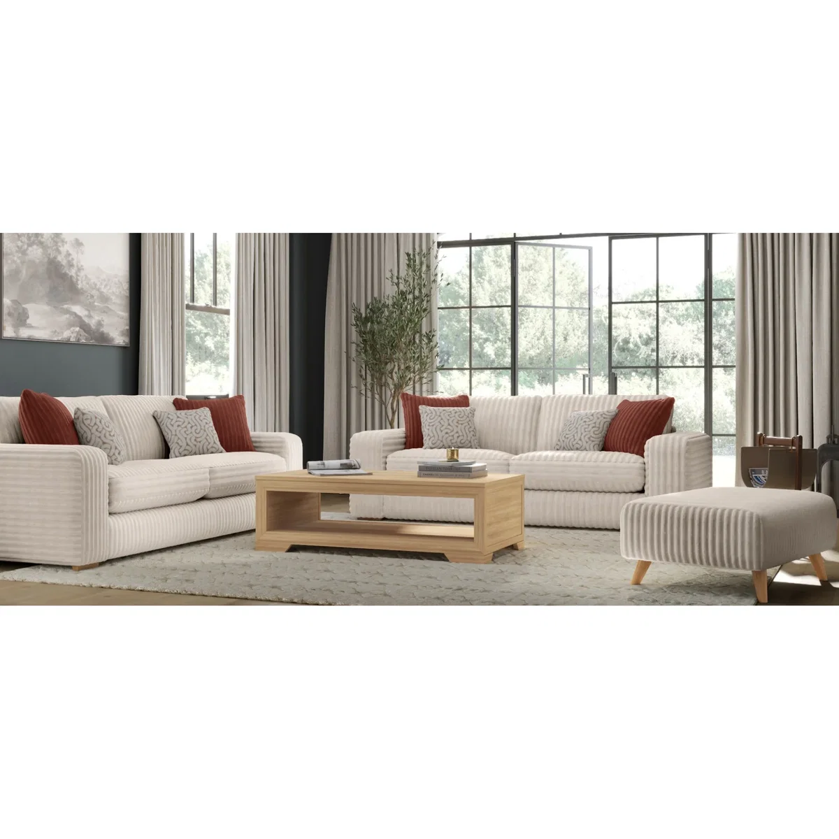 Milan Natural Fabric Footstool – image 7