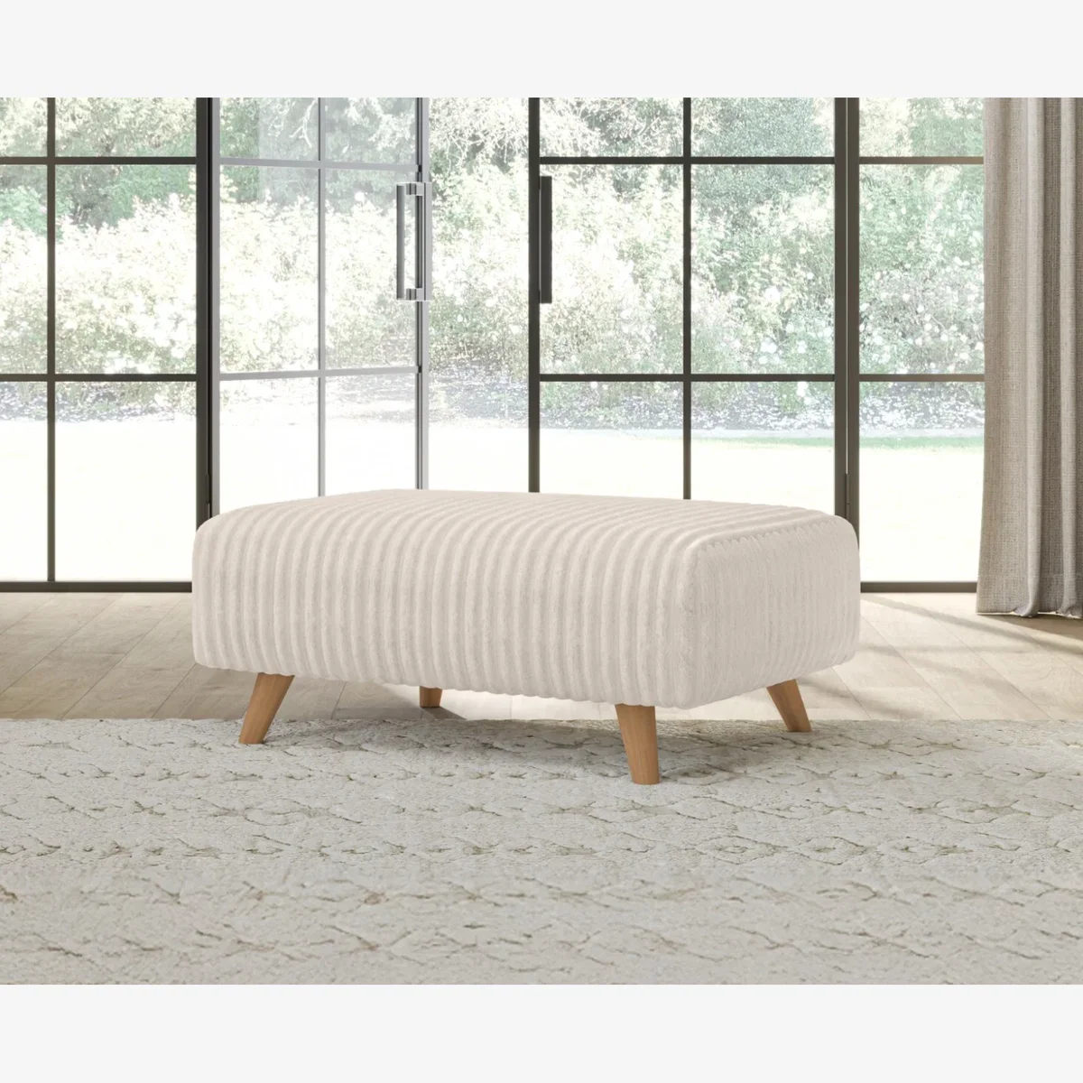 Milan Natural Fabric Footstool – image 1