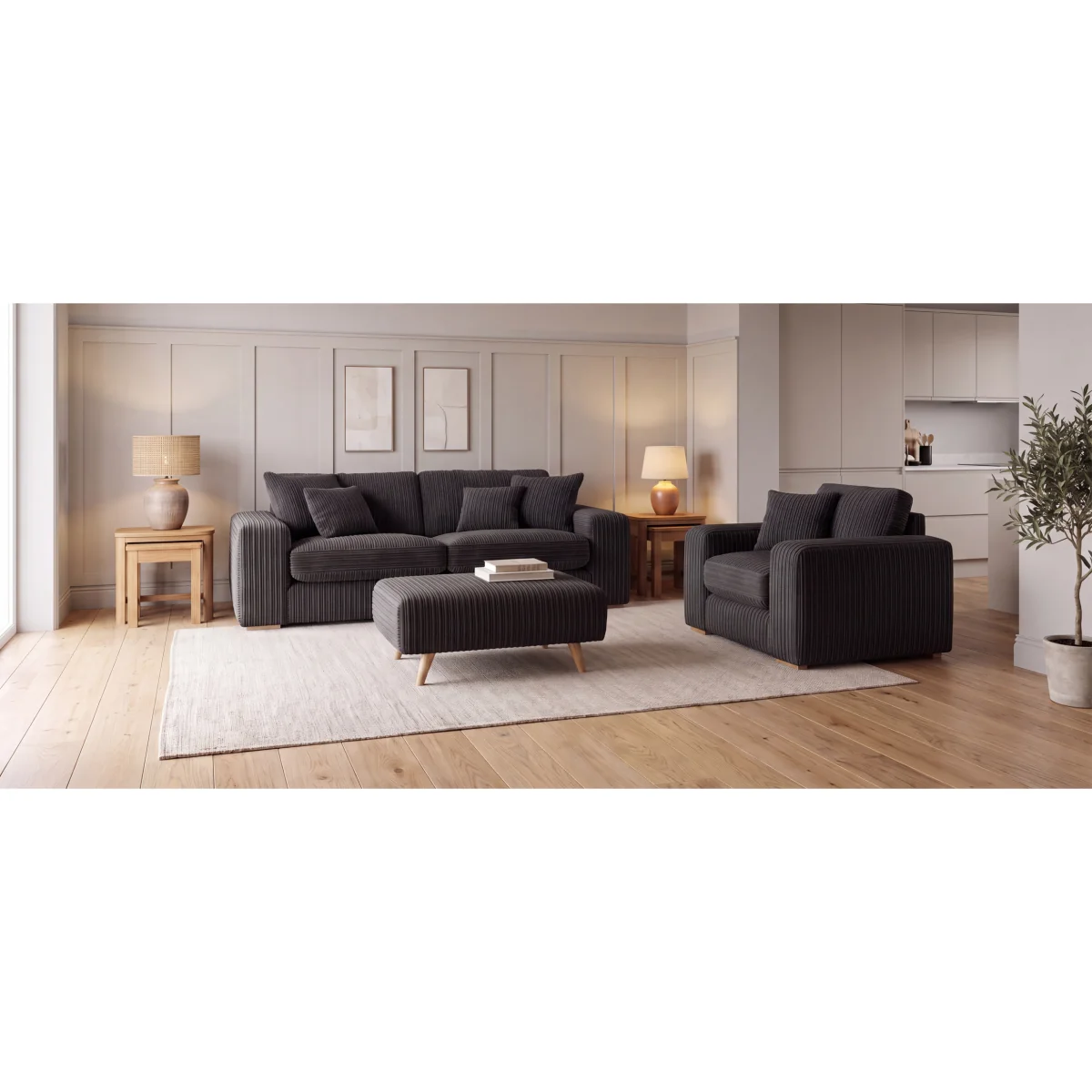 Milan Grey Fabric Footstool – image 8