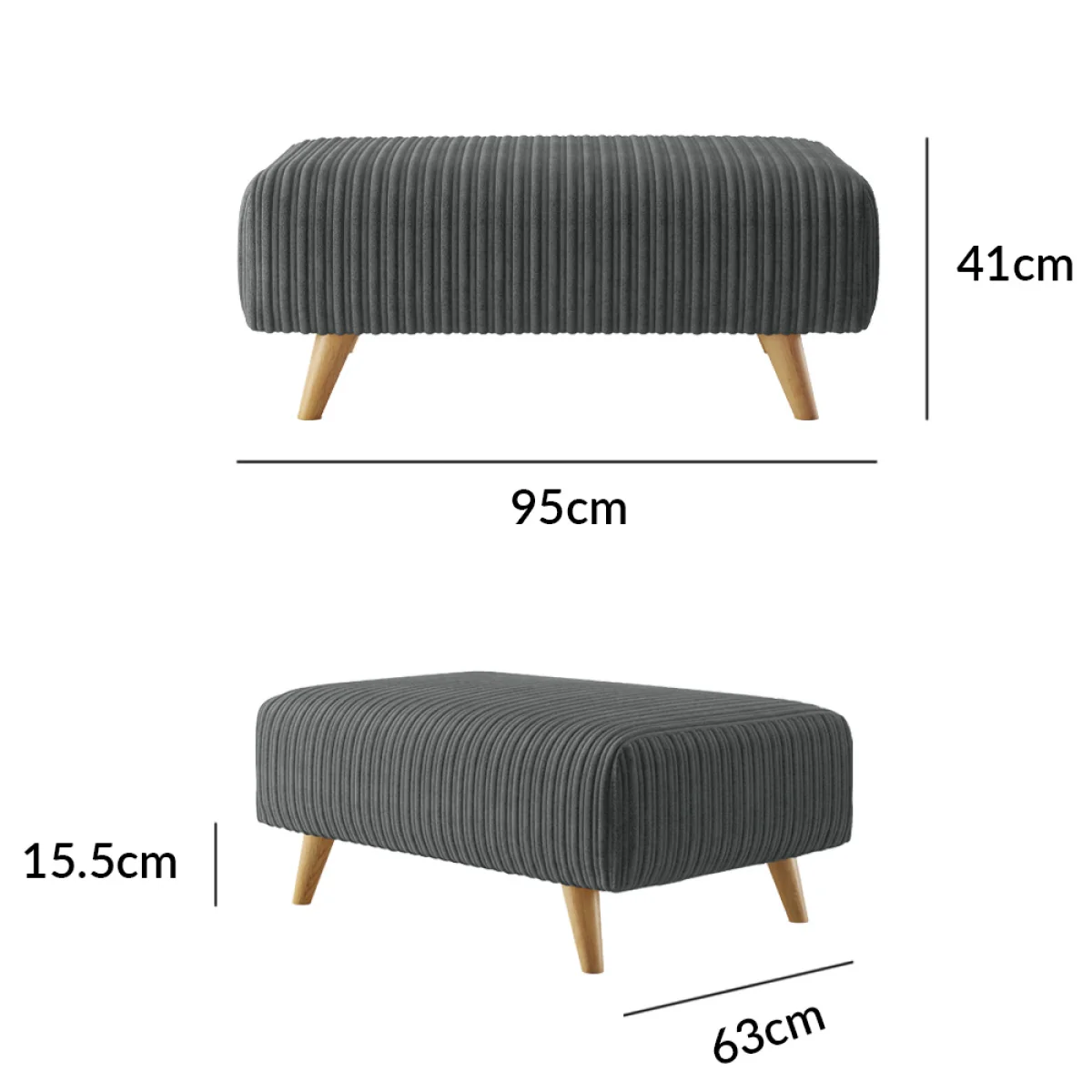 Milan Grey Fabric Footstool – image 9
