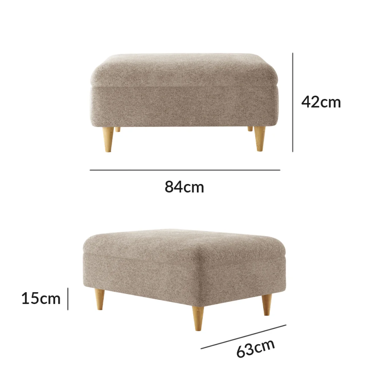Capri Latte Boucle Fabric Footstool – image 8