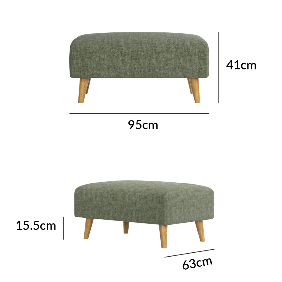 Jasper Hunter Green Chenille Fabric Footstool – image 10