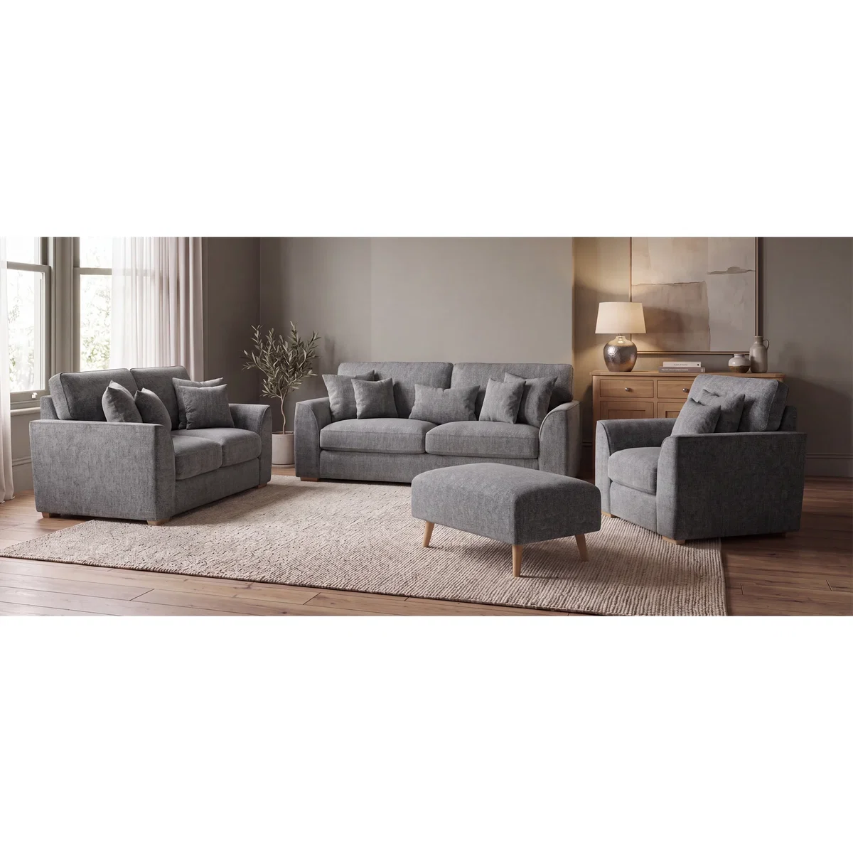 Jasper Charcoal Chenille Fabric Footstool – image 8