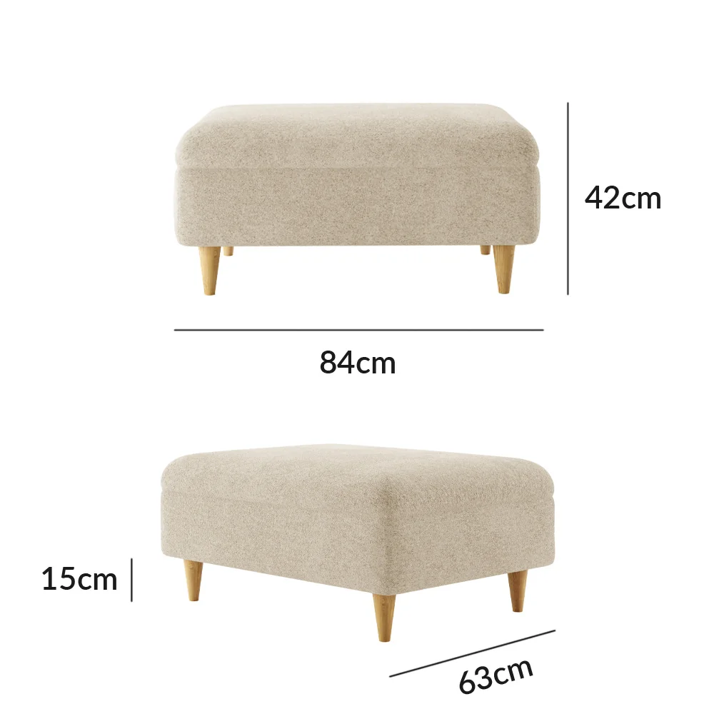 Capri Natural Boucle Fabric Footstool – image 7