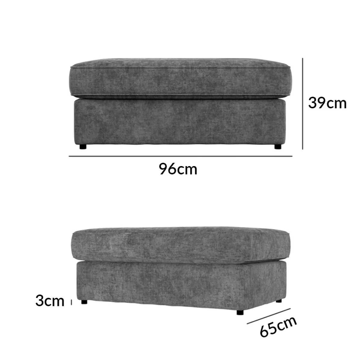 Naples Grey Velvet Footstool – image 10