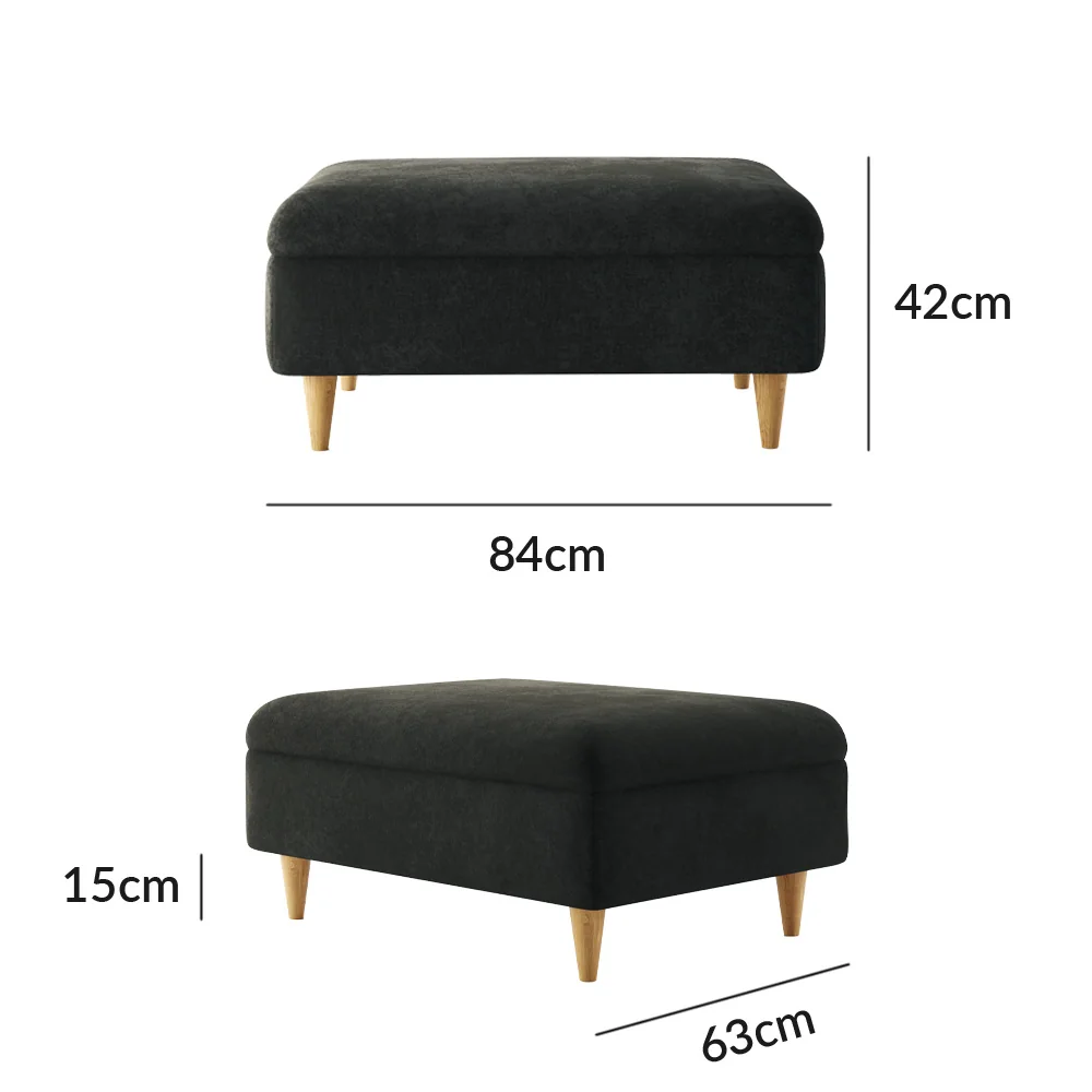 Capri Anthracite Chenille Fabric Footstool – image 8