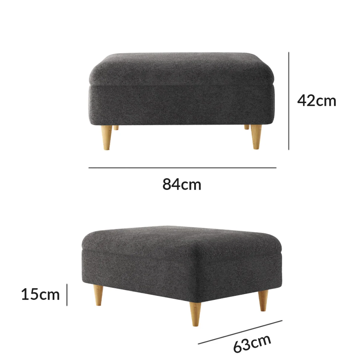Capri Midnight Boucle Fabric Footstool – image 7