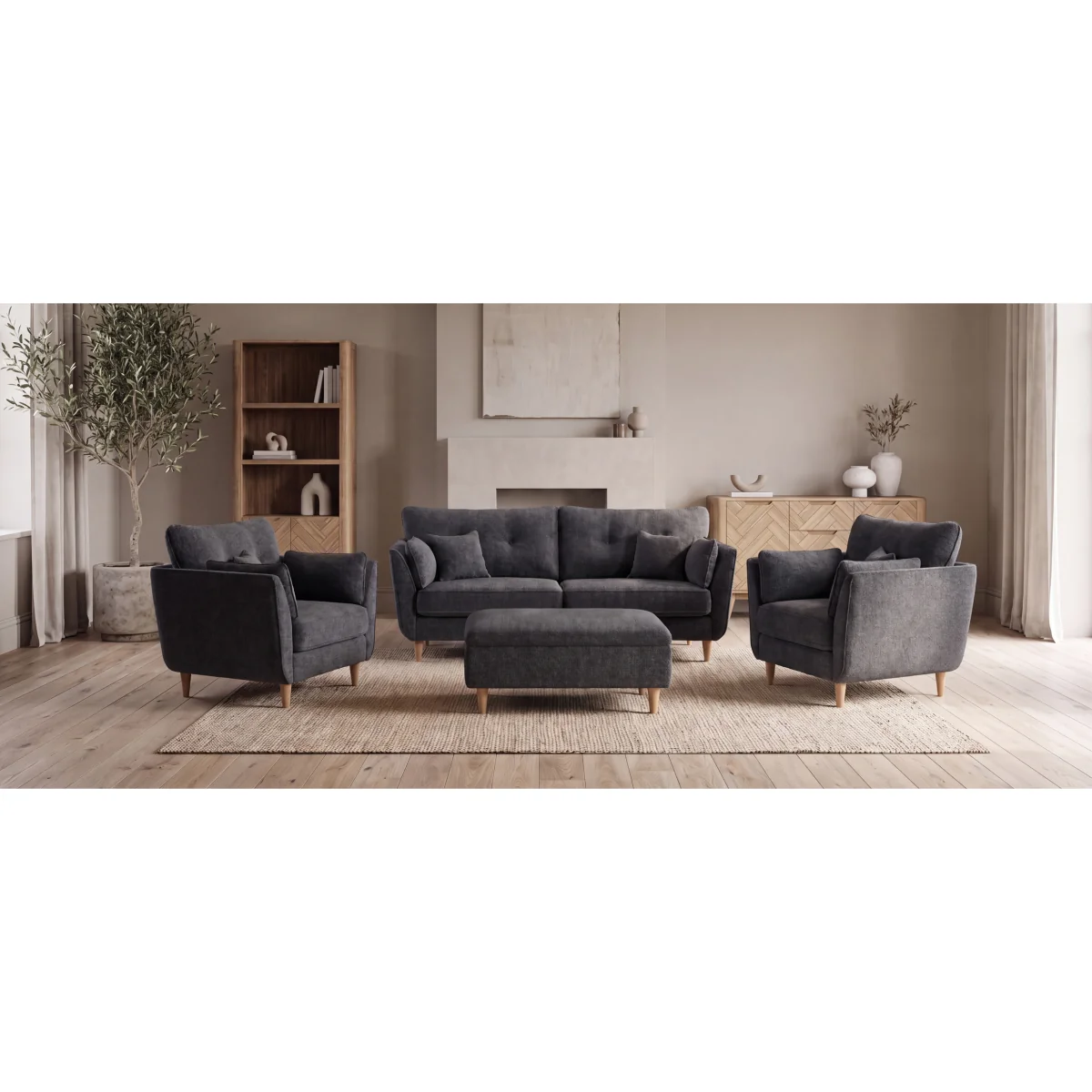 Capri Midnight Boucle Fabric Footstool – image 8