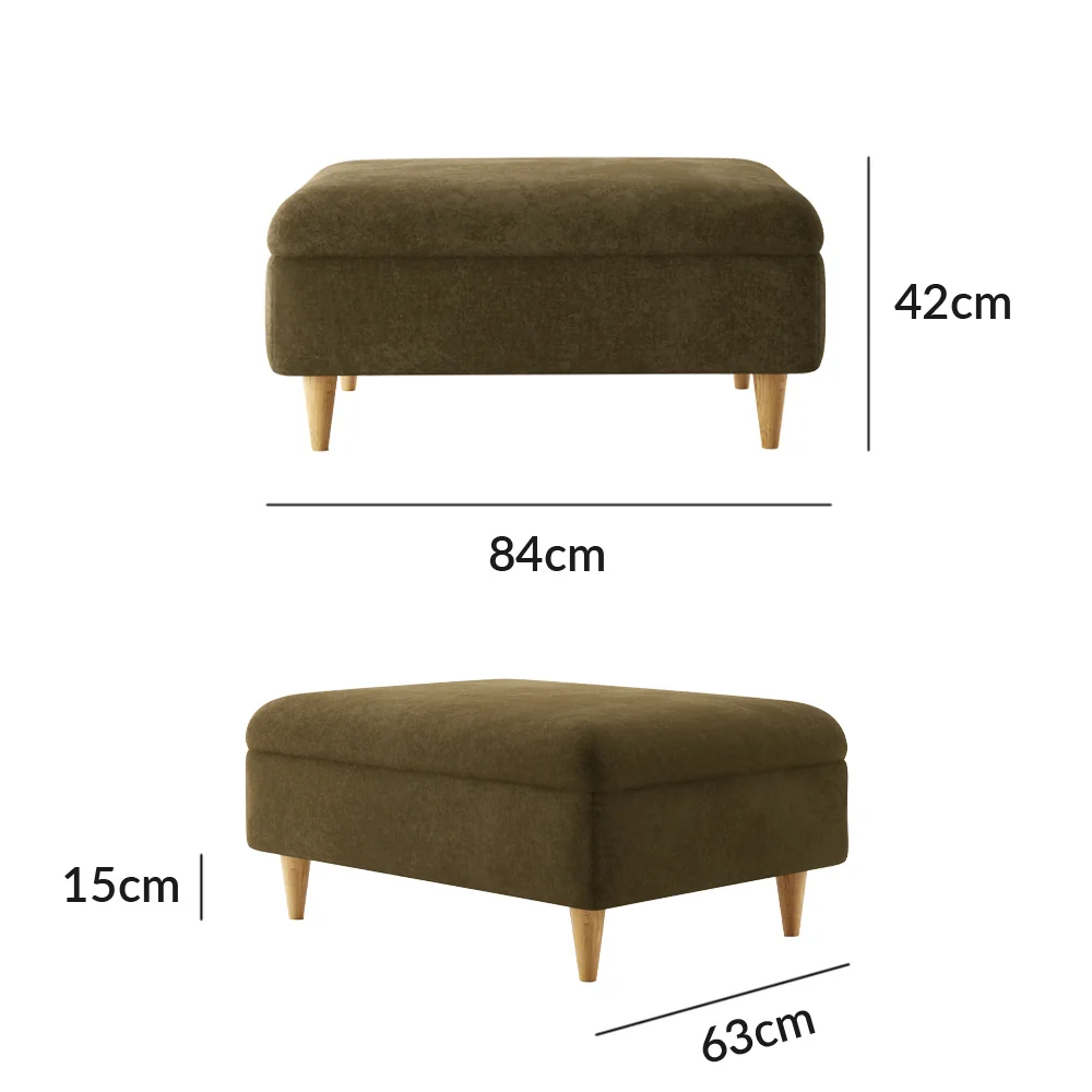 Capri Sage Chenille Fabric Footstool – image 9