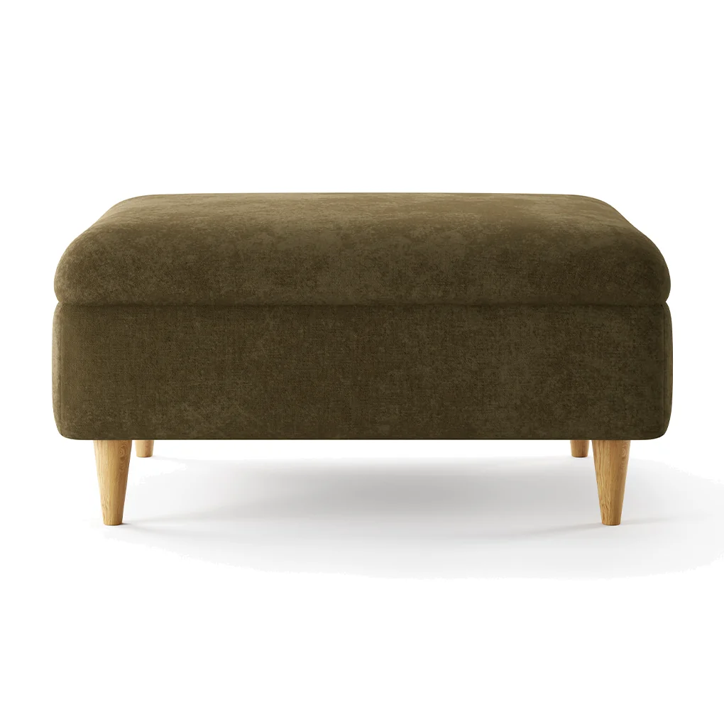 Capri Sage Chenille Fabric Footstool – image 1