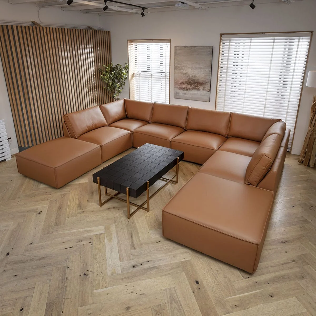 Rupert Leather Footstool Section Tuscan 98x98cm – image 5