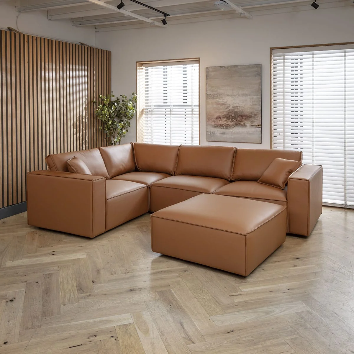 Rupert Leather Footstool Section Tuscan 98x98cm – image 6