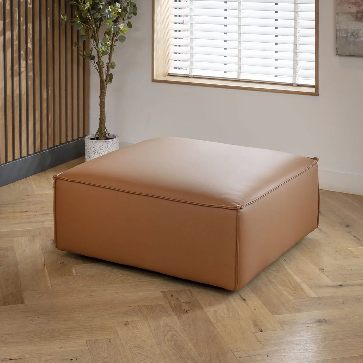 Rupert Leather Footstool Section Tuscan 98x98cm – image 1