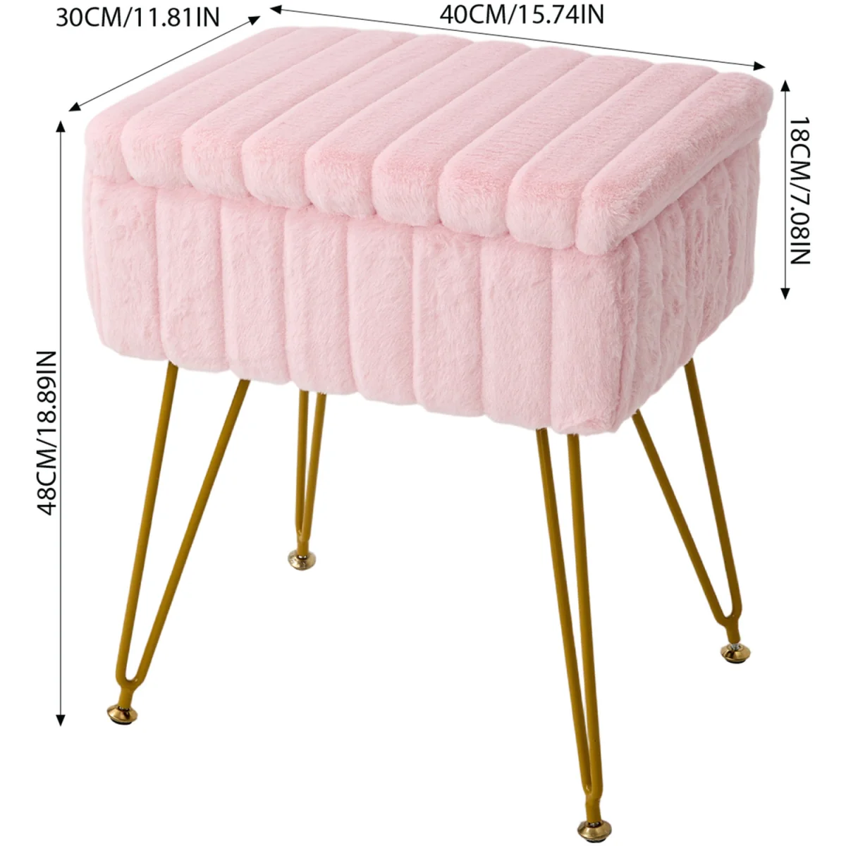 Modern Teddy Fabric Storage Ottoman - Pink – image 2