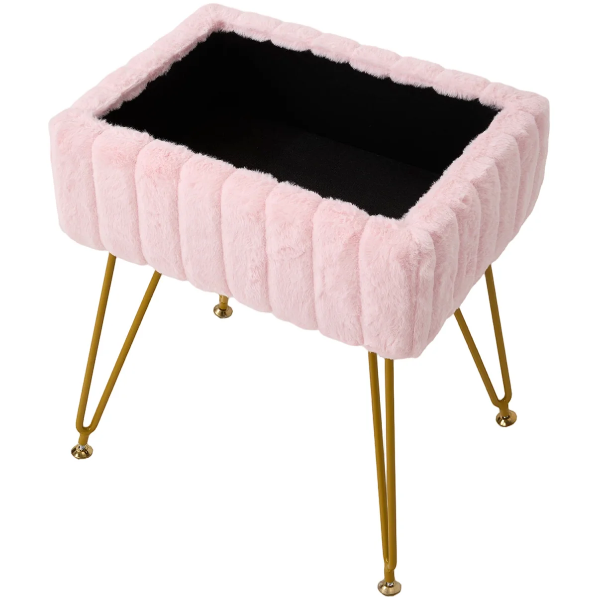 Modern Teddy Fabric Storage Ottoman - Pink – image 3