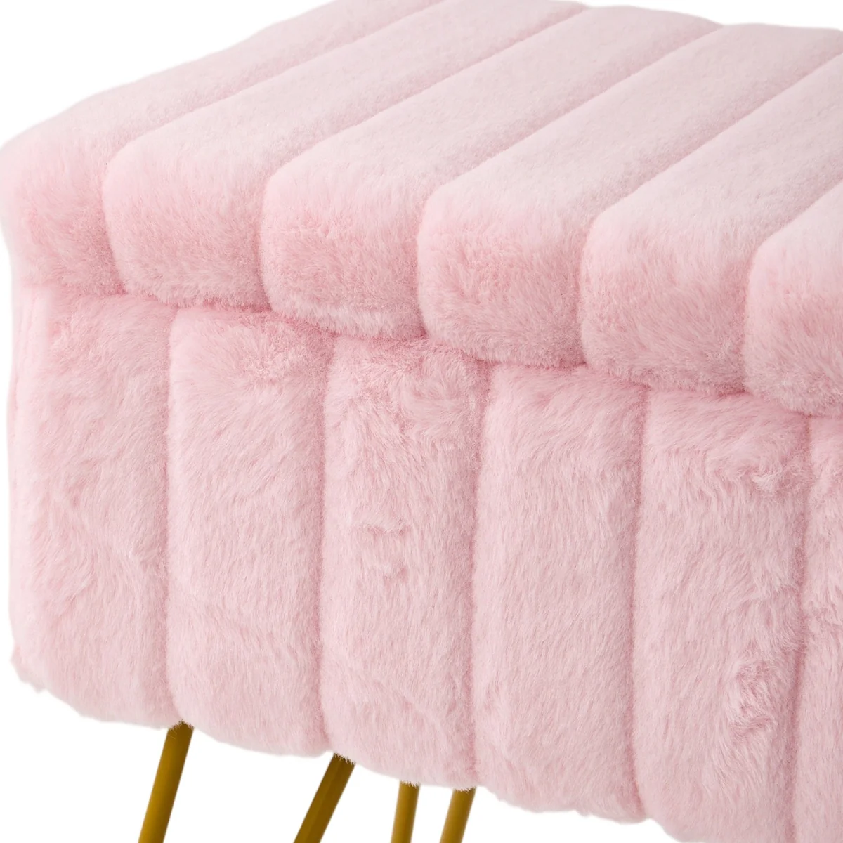 Modern Teddy Fabric Storage Ottoman - Pink – image 6