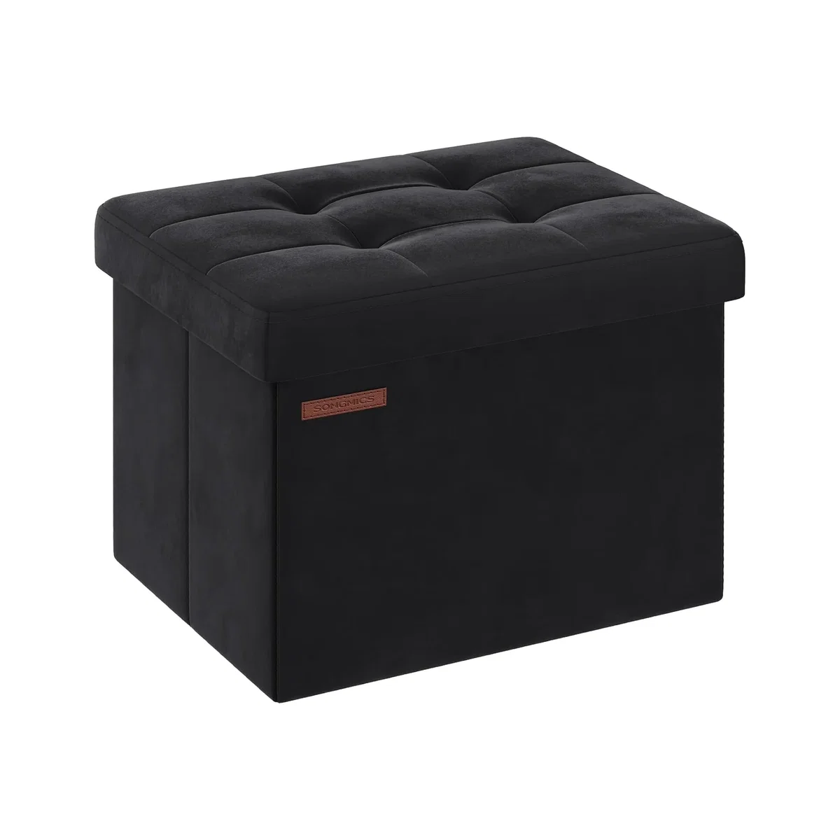 Small Folding Ottoman Bench with Storage, Space-Saving Footrest for Bedroom or Dorm, Ink Black - Ink Black – image 1
