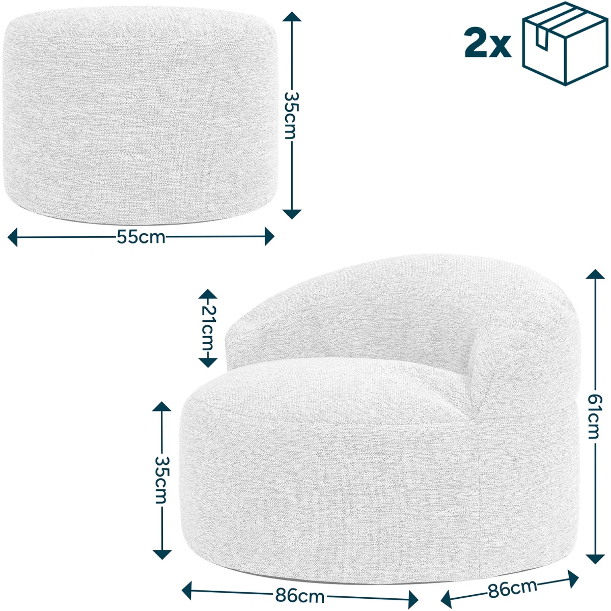 icon Orb Accent Chair and Milano Round Footstool Woven, Natural - Natural – image 2