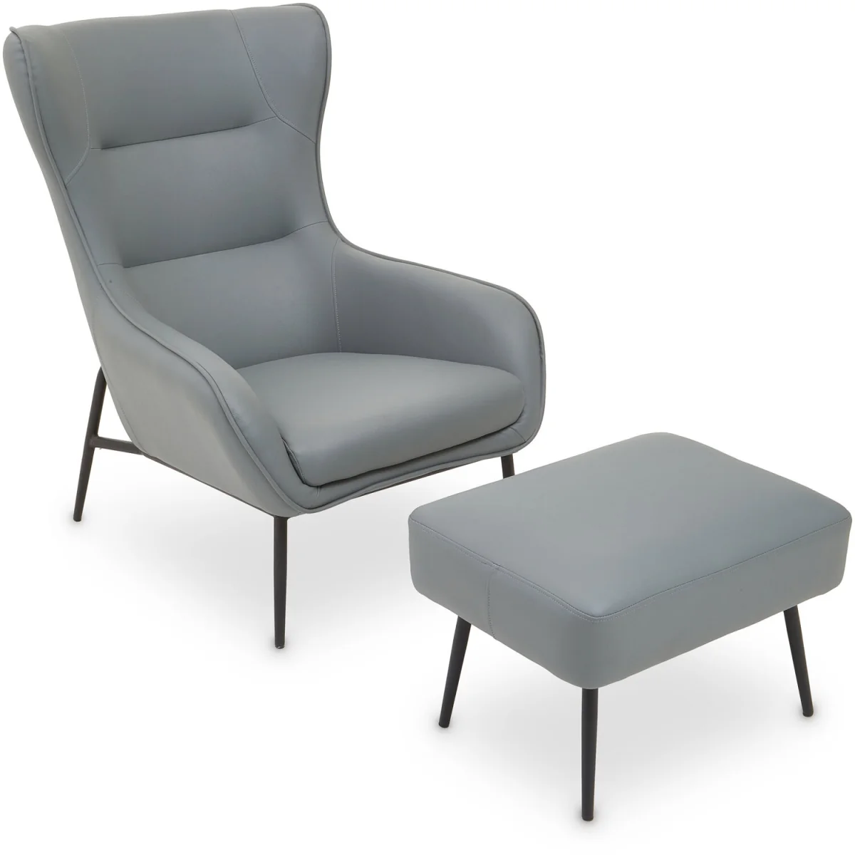 Kaiko Grey Faux Leather Armchair And Footstool - Grey – image 2