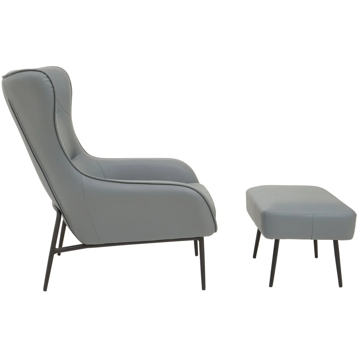 Kaiko Grey Faux Leather Armchair And Footstool - Grey – image 3