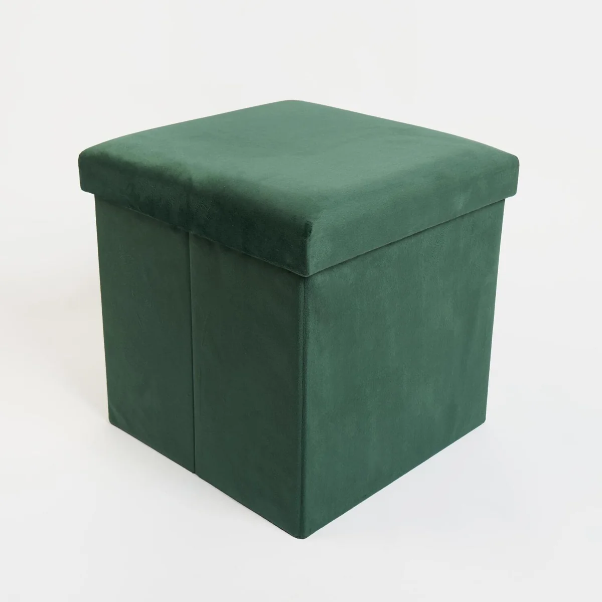 OHS Matte Velvet Foldable Storage Ottoman - Forest Green / 40cm – image 4