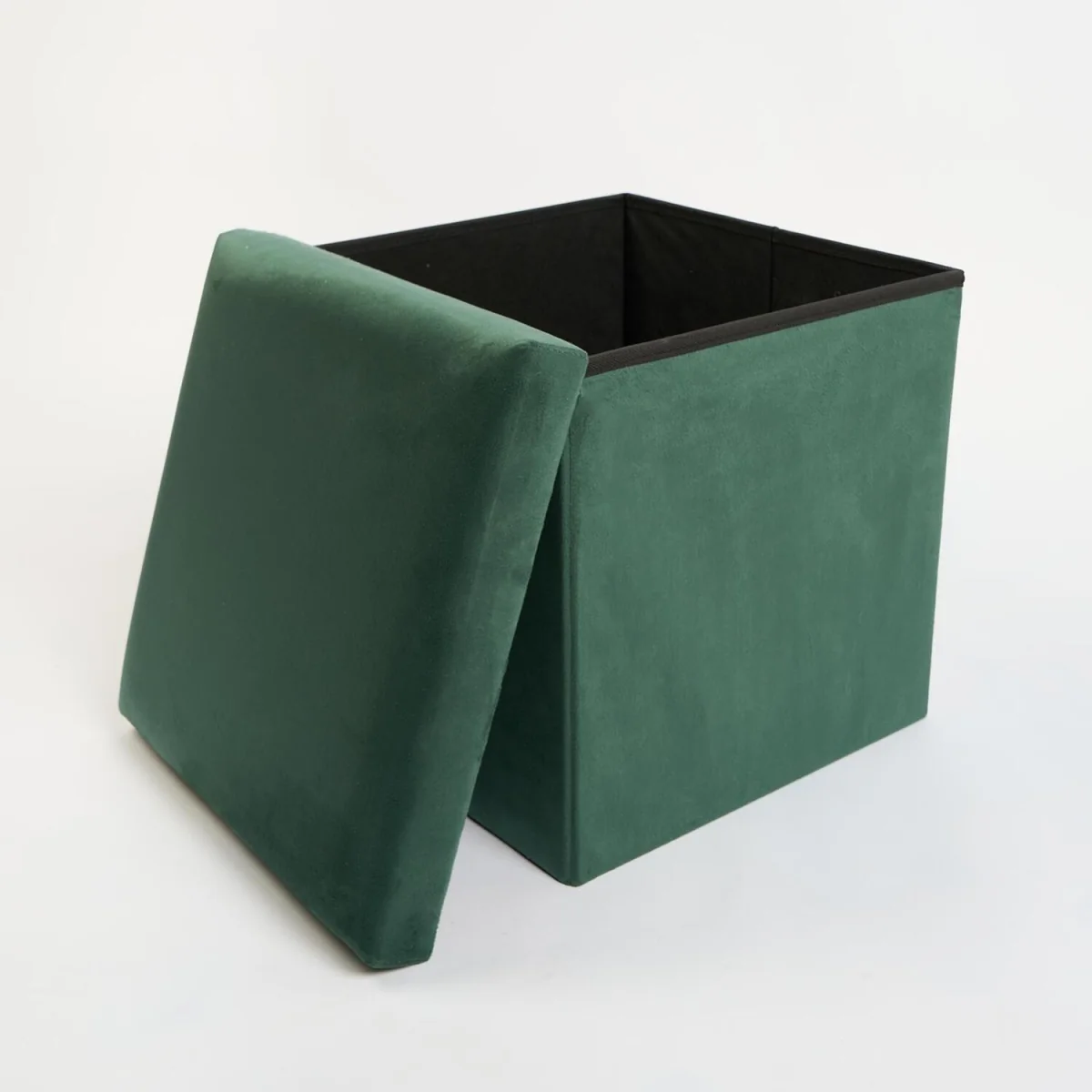 OHS Matte Velvet Foldable Storage Ottoman - Forest Green / 40cm – image 5