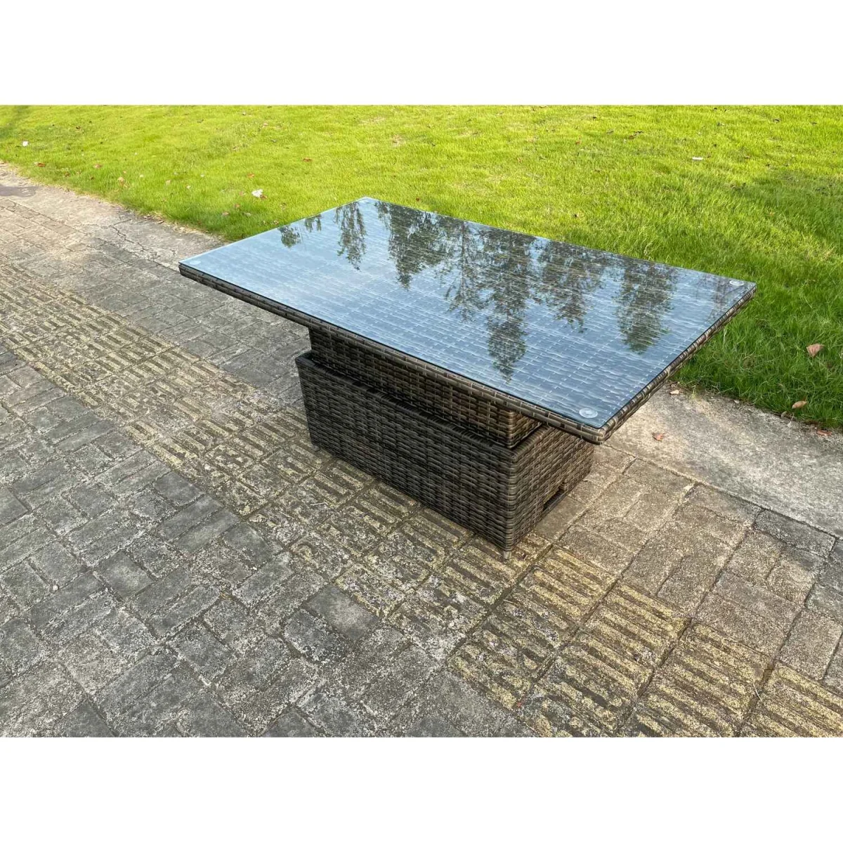Rattan Set Rising Table Lounge Footstools Side Table – image 5