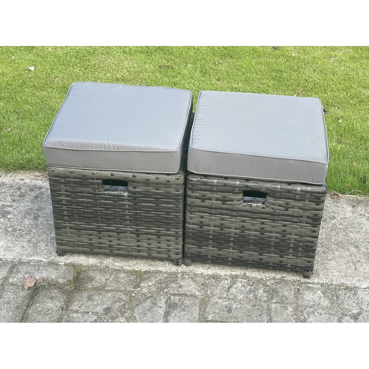 Rattan Set Rising Table Lounge Footstools Side Table – image 6