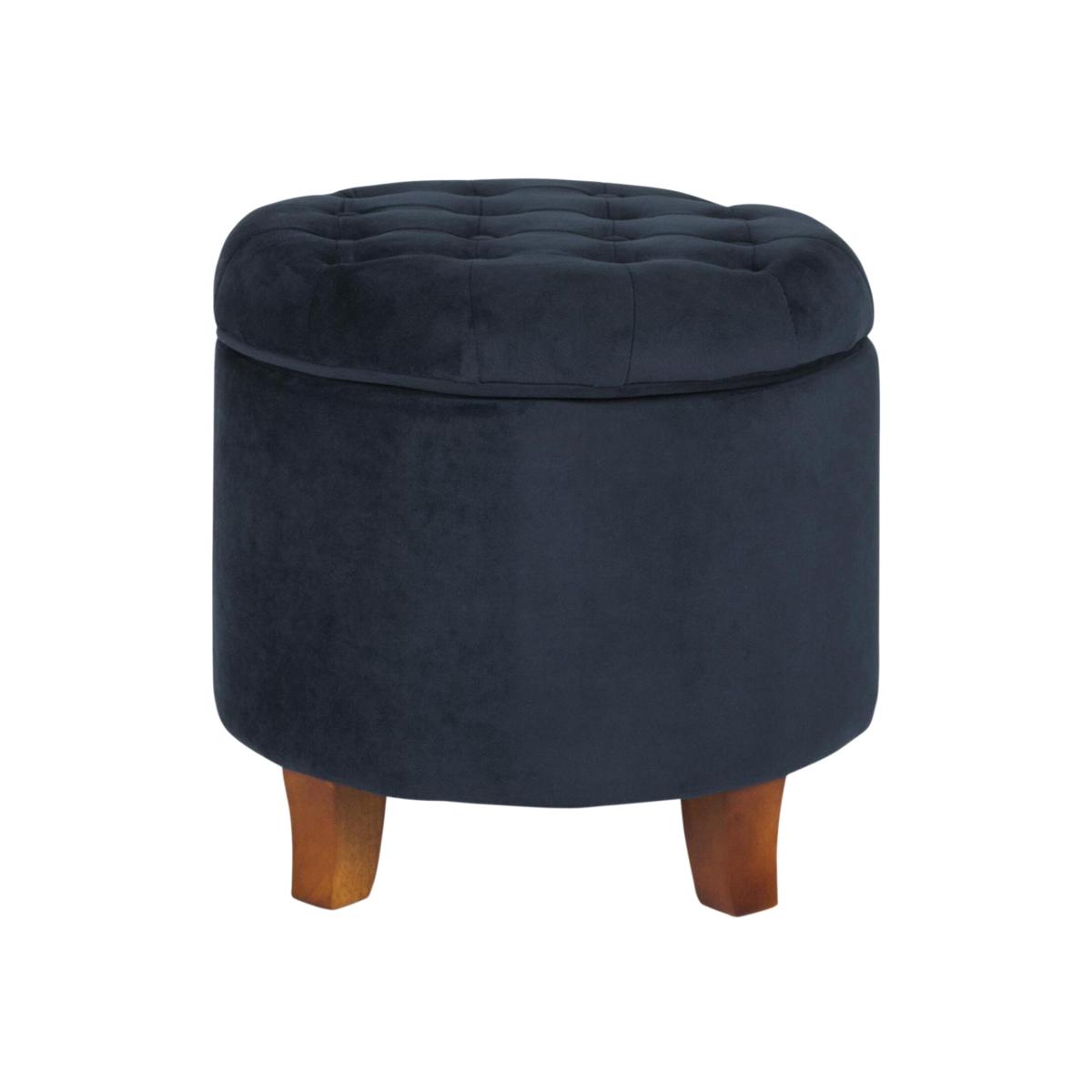 Cambridge Tufted Round Storage Ottoman - Ink Navy