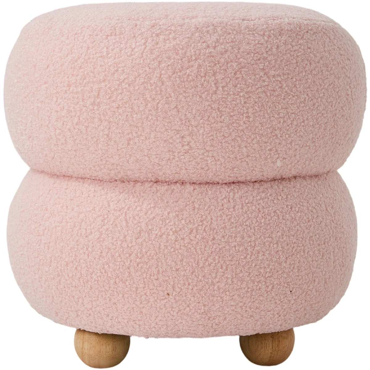 Soft Round Teddy Fleece Footstool - Pink – image 2