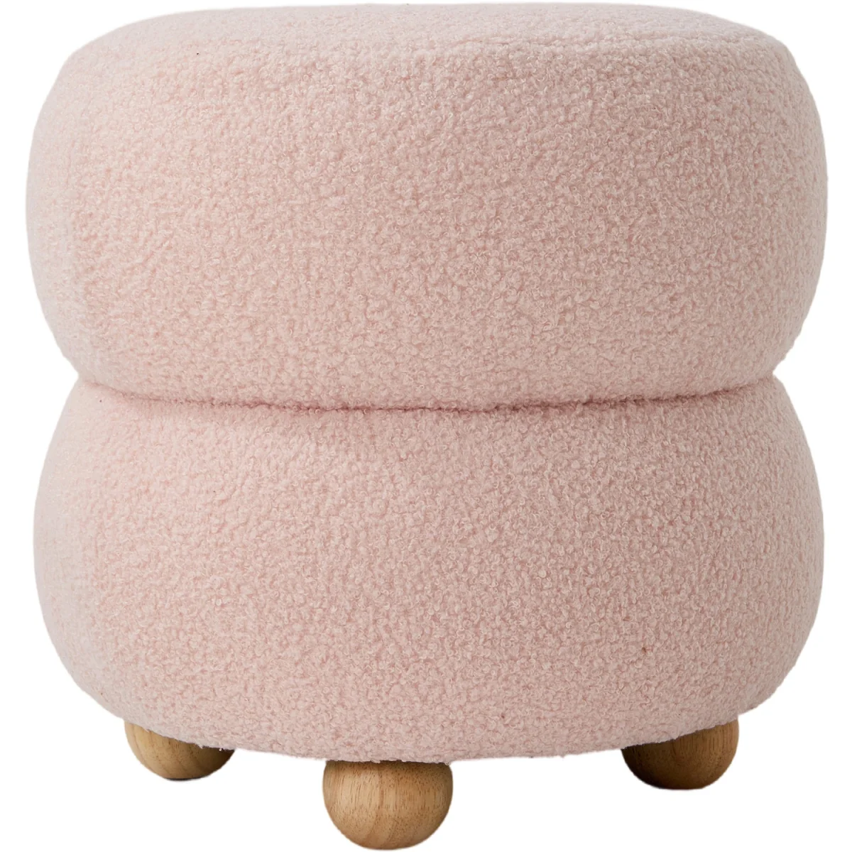 Soft Round Teddy Fleece Footstool - Pink – image 4