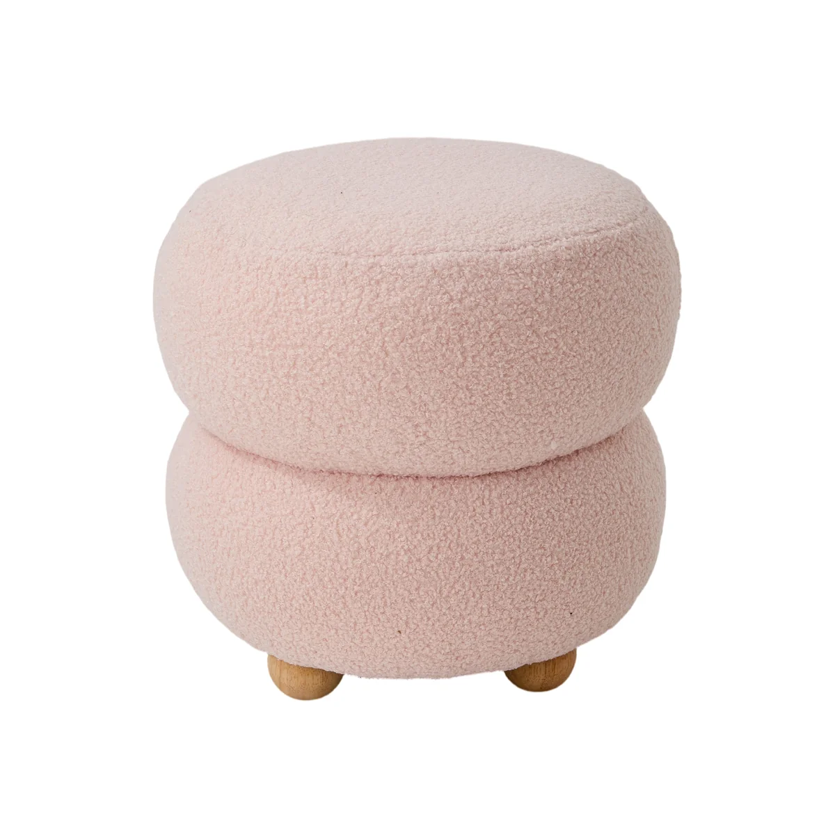 Soft Round Teddy Fleece Footstool - Pink – image 1