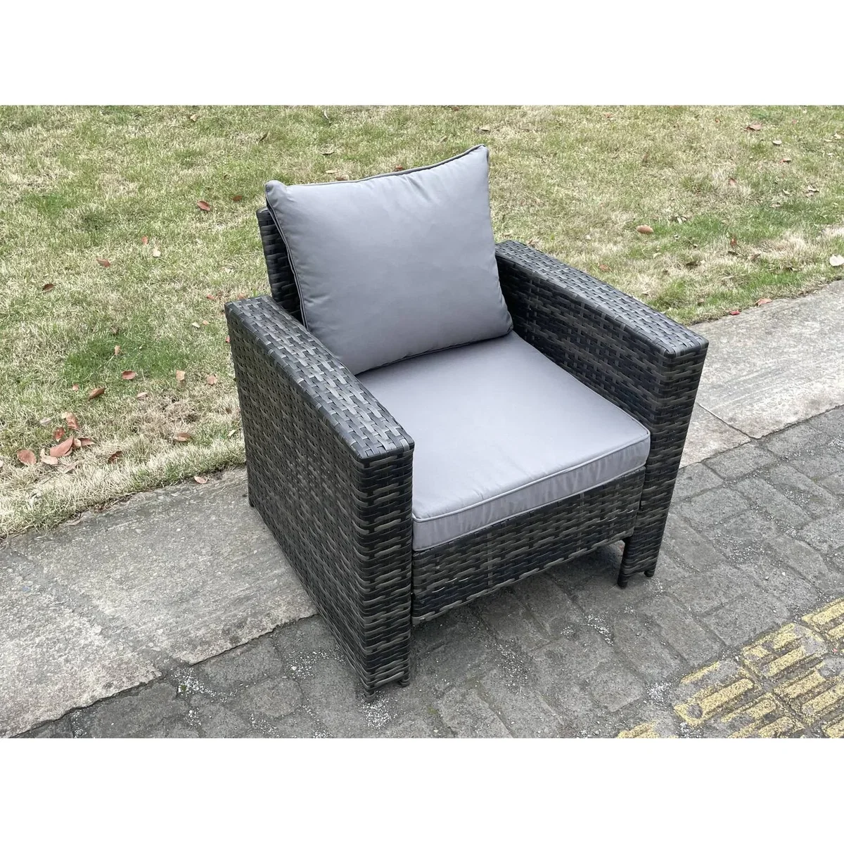 Rattan Outdoor Furniture Footstools 6 Seater - Dark Grey Mixed – image 5