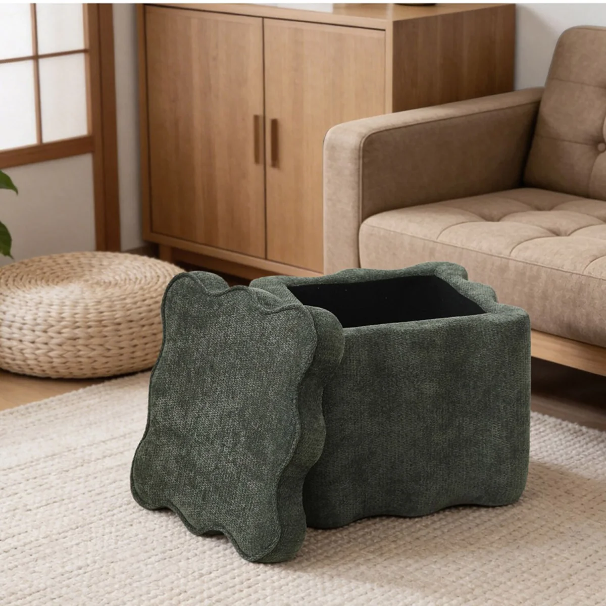 Wavy Storage Ottoman - Green – image 1