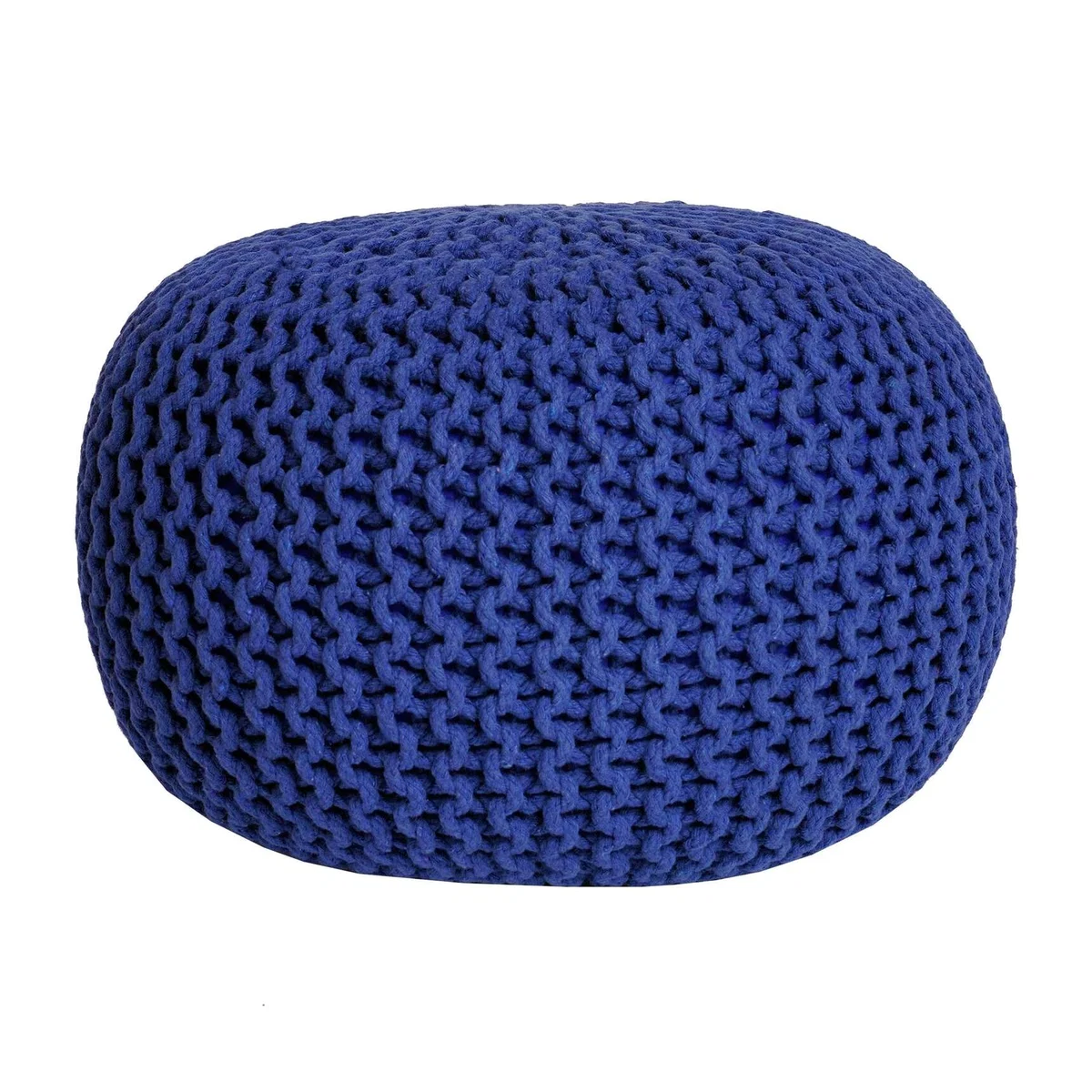 Knitted Round Pouffe - Royal Blue