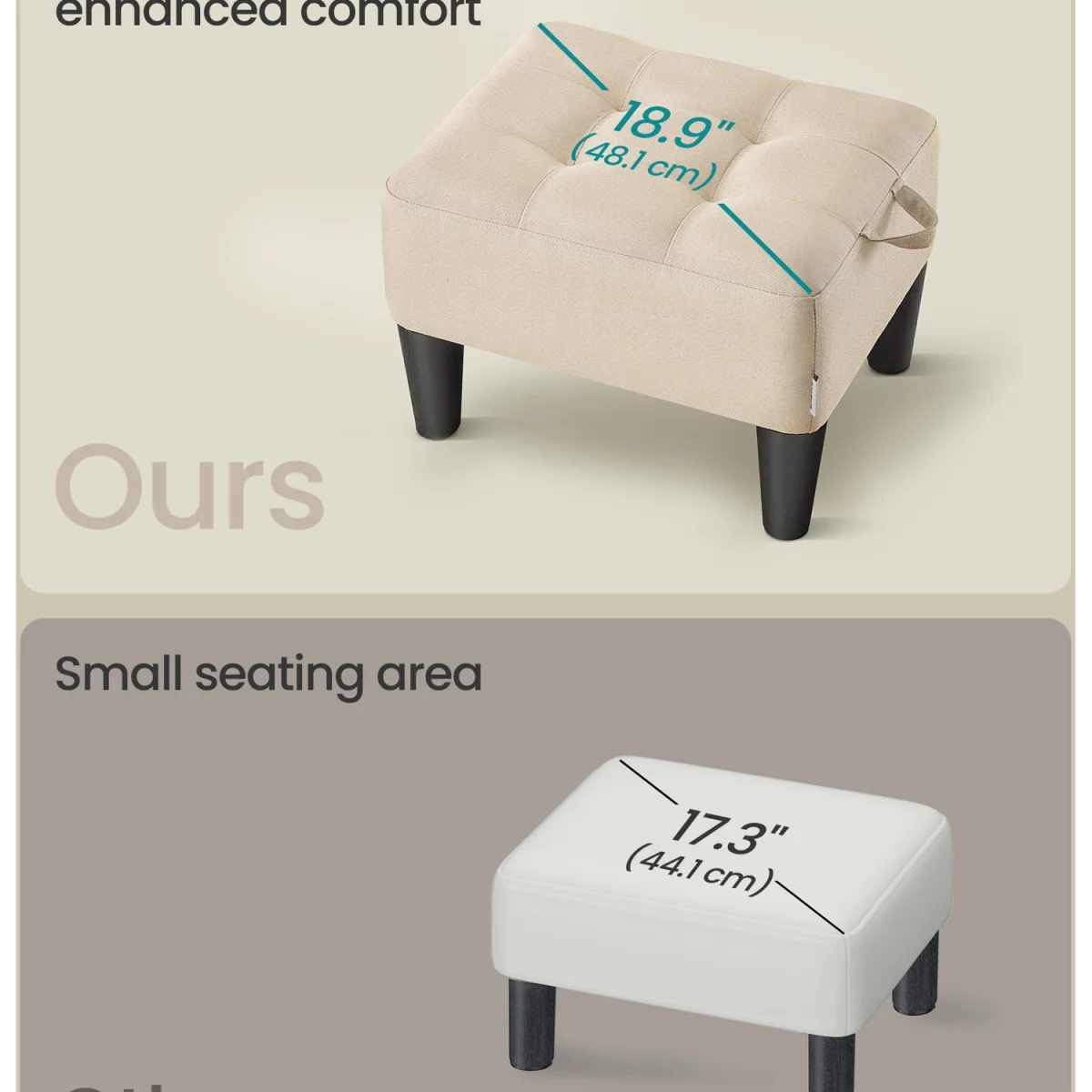 SONGMICS Linen Ottoman Stool - Black – image 3