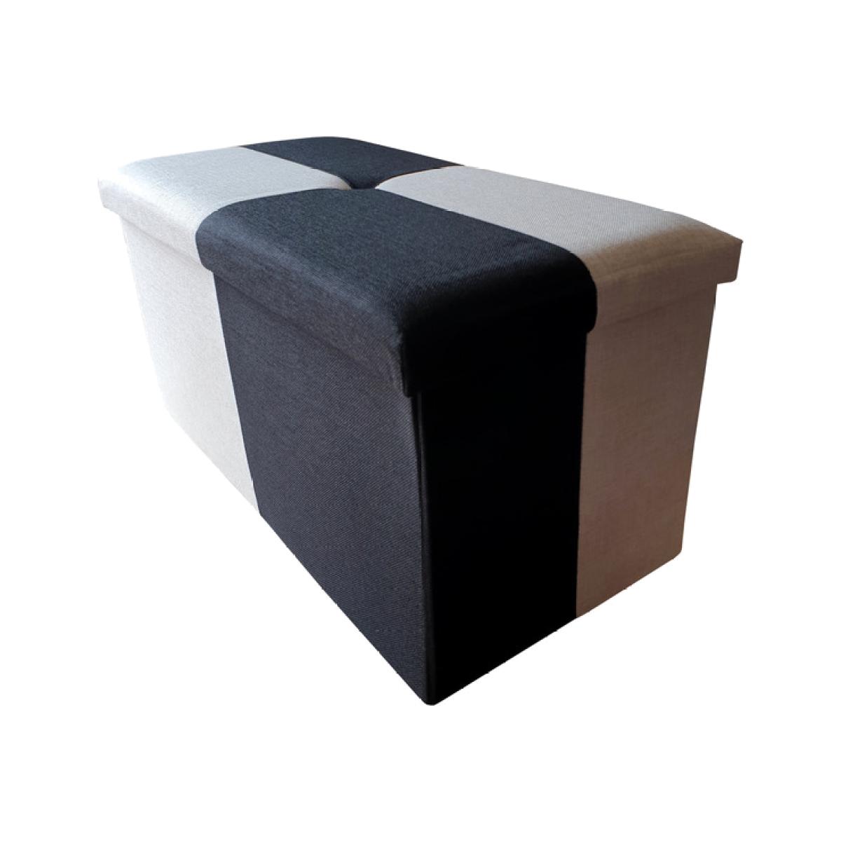 Quattro Blocks Storage Ottoman Box Two Tone - Black/Silver/Grey