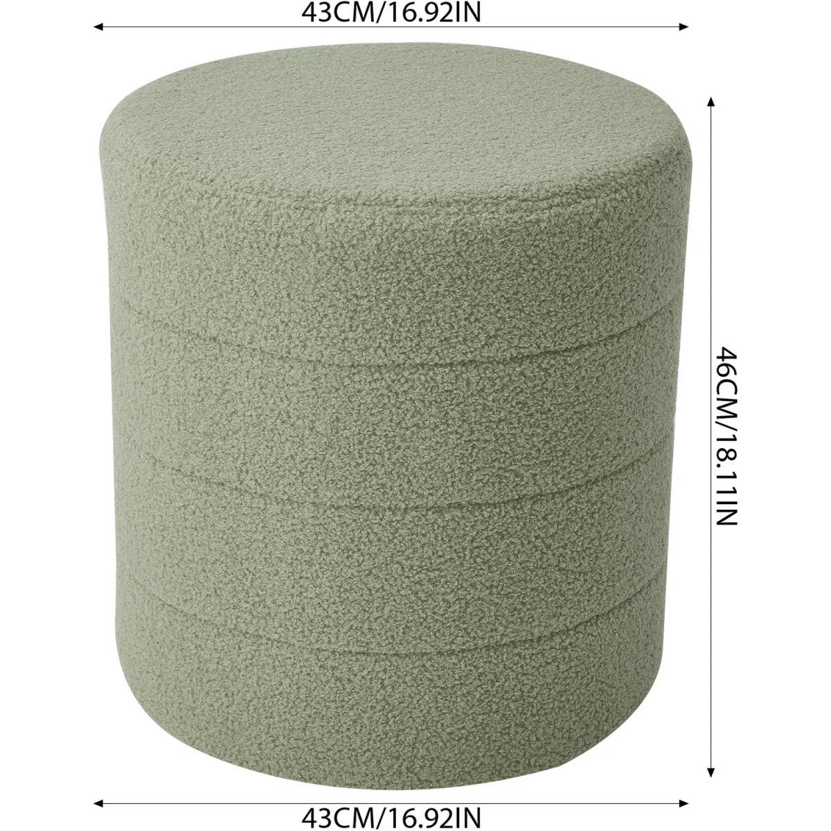 Soft Round Teddy Fleece Footstool - Green – image 2